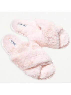 NWT SPLENDID Faux Fur Crossover Slippers M/L